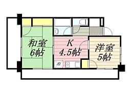 ダイナコート県庁前 2DKの間取図画像
