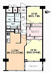 ホワイティ薬院 2SLDKの間取図画像