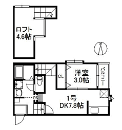 アルル室見川 1DKの間取図画像