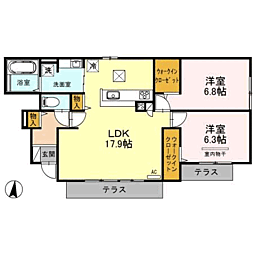 D-room植村 2LDKの間取図画像