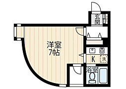 オリエンタル大濠 1Kの間取図画像