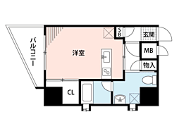 プライムアーバン薬院南 ワンルームの間取図画像