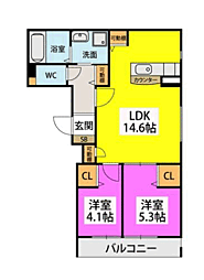 AXISVILLA 2LDKの間取図画像