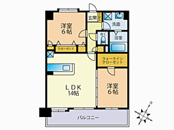 ソレアード空港南 2LDKの間取図画像