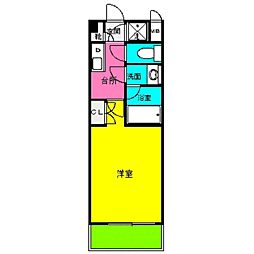 フィンリー大濠ベイウエスト 1Kの間取図画像