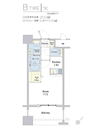 エンクレスト博多駅東2 1Kの間取図画像