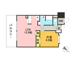 キルンズ博多駅南 1LDKの間取図画像