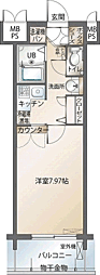 エンクレスト天神 1Kの間取図画像