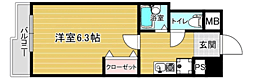 マンション花房 1Kの間取図画像