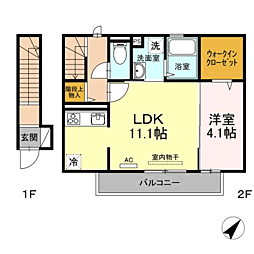 D-room豊 1LDKの間取図画像