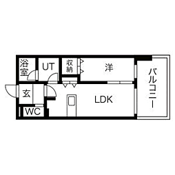 YAKUINSQUARE 1LDKの間取図画像