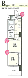 クラブオリエントNo.70ハーバーサウスタワー 2Kの間取図画像