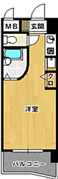 ルネスロワール天神サウス ワンルームの間取図画像