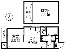 リバティー・JK 1DKの間取図画像