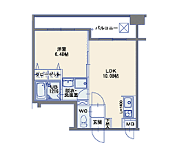 ラフィーネ博多駅前 1LDKの間取図画像
