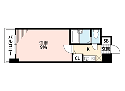リヴァーオンステイツ 1Kの間取図画像