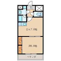 ミュゼドゥエトワール 1DKの間取図画像