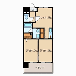 アジリア博多イースト 2DKの間取図画像