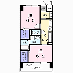 グランデスカイ空港南 2Kの間取図画像
