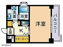 ファミリオン御所 1Kの間取図画像