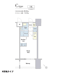 エンクレスト博多駅南SHARE 1Kの間取図画像