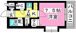 プレデュ・パルク壱番館 1Kの間取図画像