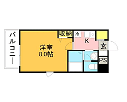 アンピール唐人町 1Kの間取図画像