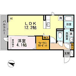 D-room空港南 1LDKの間取図画像