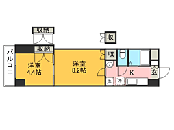 ロイヤル天神南200 2Kの間取図画像
