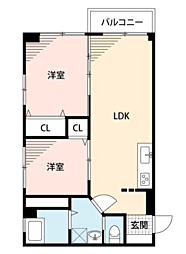 立花ビル 2LDKの間取図画像