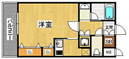プライムアーバン博多 1Kの間取図画像