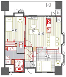 アントゥール薬院 2LDKの間取図画像