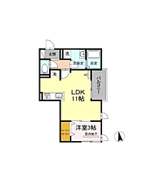 コンフォール西新 1LDKの間取図画像