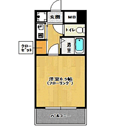 ピュアドームベイス博多 1Kの間取図画像