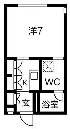 Ludens王子 4階1Kの間取り