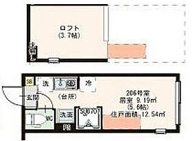 小さなラ・ペルシュ Kitasenju 206 ｜ 東京都足立区日ノ出町40-1付近（賃貸アパート1R・2階・12.54㎡） その2