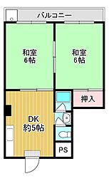 コーポキムラ 2DKの間取図画像