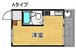 グラスフラッツ 3階ワンルームの間取り