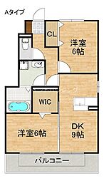 プラム　パディー　A・B棟 1階2DKの間取り