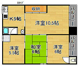 三和ハイツ羽倉崎 2階4Kの間取り