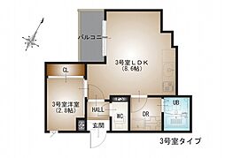 Regalest-S 牛田南 3階1LDKの間取り