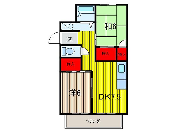 ベルベデーレ 102｜埼玉県川口市南鳩ヶ谷２丁目(賃貸アパート2DK・1階・46.00㎡)の写真 その2