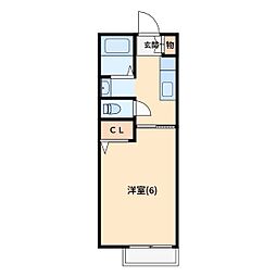 プリームスII 1階1Kの間取り