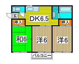 レジデンツ藤 2階3DKの間取り