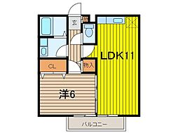 プレジオ 2階1LDKの間取り