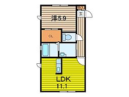 レグルス 2階1LDKの間取り