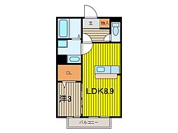 メゾン　ベローム 2階1LDKの間取り