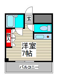 パレス三ツ和 3階ワンルームの間取り