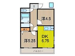 ヴェラカーサ 2DKの間取図画像