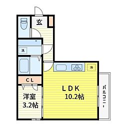 シダーカーサ 1LDKの間取図画像